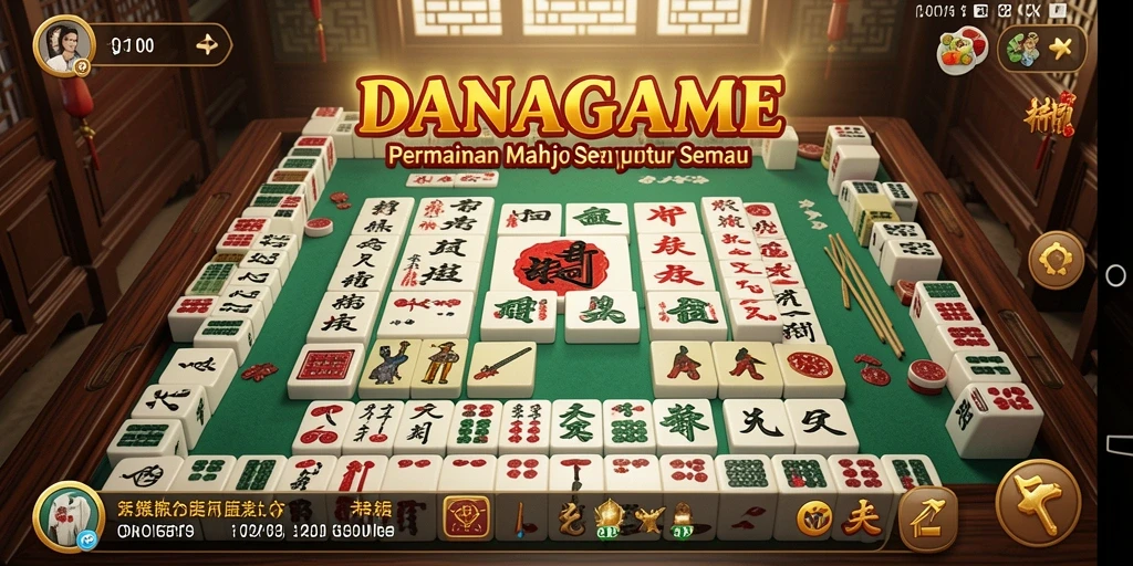 Tampilan gameplay seru di DANAGAME dengan berbagai level Mahjong.