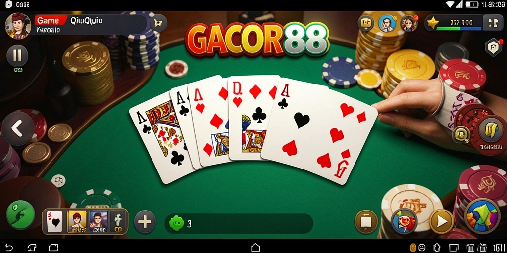 Tampilan gameplay seru dari GACOR88 dengan kartu QiuQiu.