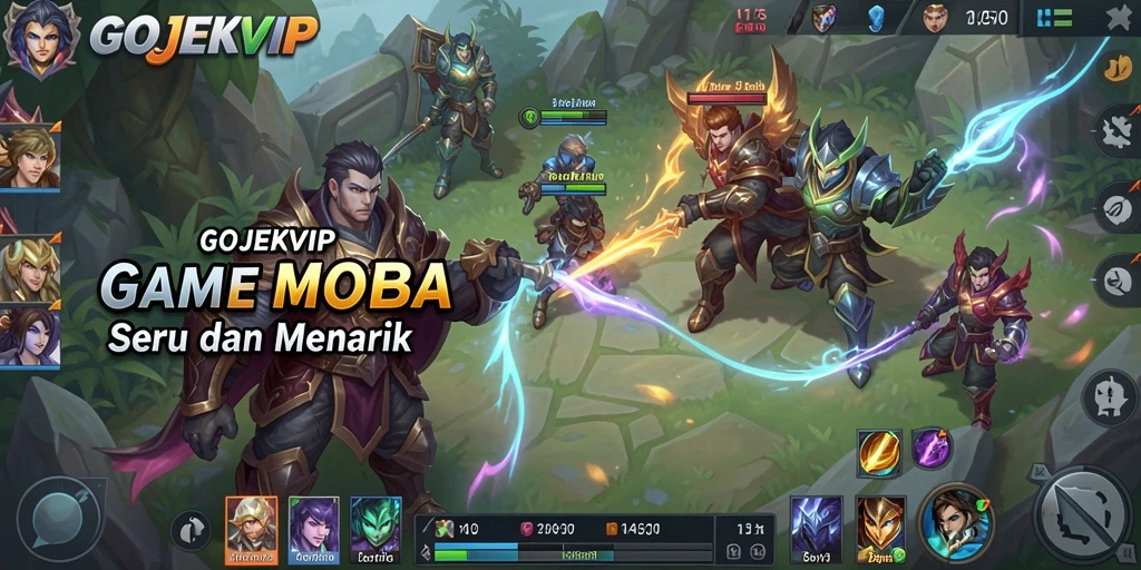 Tampilan gameplay seru di GOJEKVIP dengan aksi MOBA yang mendebarkan.