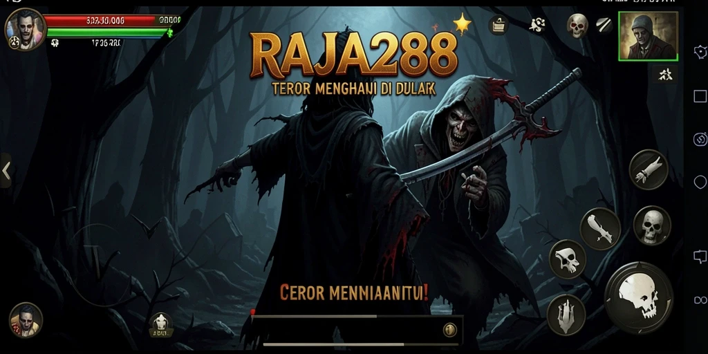 Screenshot gameplay RAJA288 yang menampilkan suasana seram dan mencekam.